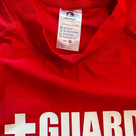 Unisex Blarix Red long sleeve lifeguard rash guard adult size M, NWT - Picture 2 of 3